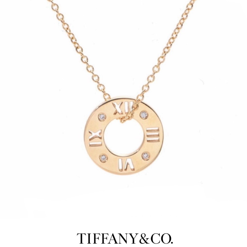New Authentic Tiffany & Co 18k Rose Gold Atlas Diamond Accent Necklace 18"